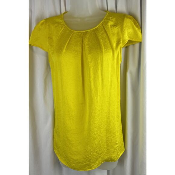 Ann Taylor LOFT Textured Cap Sleeves Blouse, Canary Yellow, Sz: S, 58-18 - Picture 16 of 16